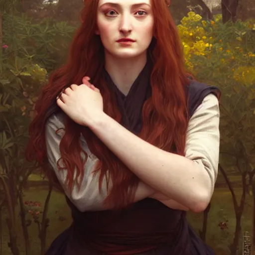 Prompt: portrait of an angry sansa stark telling people to stop making ai paintings of her, intricate, elegant, highly detailed, digital painting, artstation, concept art, smooth, sharp focus, illustration, art by artgerm and greg rutkowski and alphonse mucha and william - adolphe bouguereau