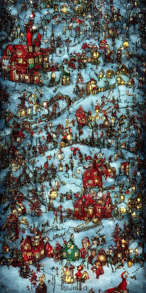 Image similar to a christmas scene by alexander jansson and where's waldo