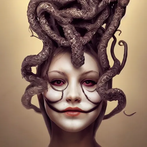 Image similar to anonymous as a medusa, award winning creature portrait photography, extremely detailed, artstation, 8 k, sensual lighting, incredible art, wlop, artgerm