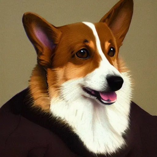 Prompt: corgi dog by moebius and atey ghailan by james gurney by vermeer by George Stubbs