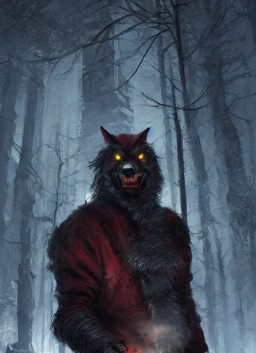 Image similar to portrait, werewolf Santa Clause, dark, gritty, scary, dramatic lighting, cinematic, establishing shot, extremly high detail, foto realistic, cinematic lighting, post processed, concept art, artstation, matte painting, style by eddie mendoza, raphael lacoste, alex ross