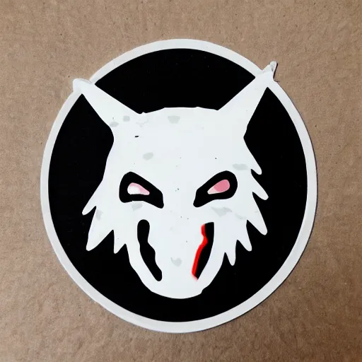 Image similar to die cut sticker, princess mononoke mask, splatter paint