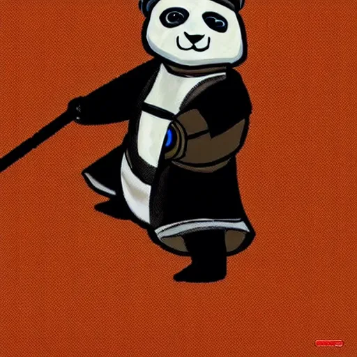 Image similar to jedi knight that looks like an anthropomorphic panda, fan art