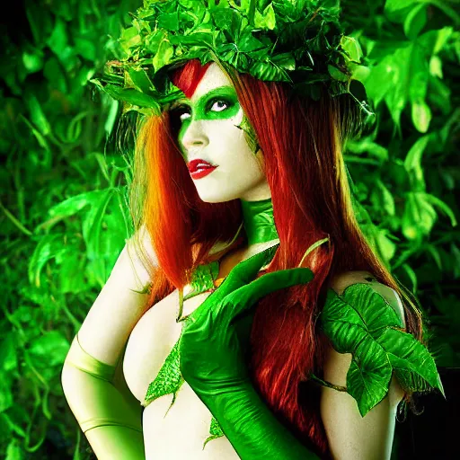 Image similar to poison ivy from batman, cosplay, photograph by Mario Testino