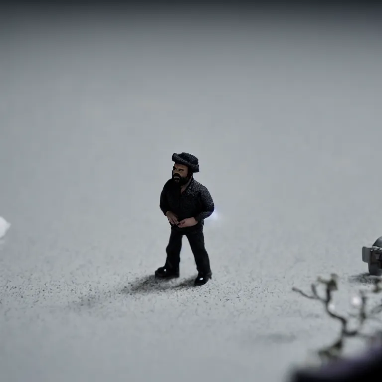 Prompt: a cinematic film still of a claymation stop motion film starring ice cube, shallow depth of field, 8 0 mm, f 1. 8