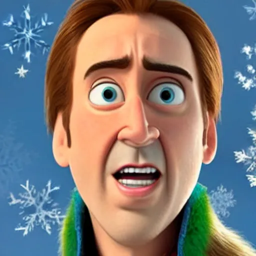 Prompt: nic cage in frozen,