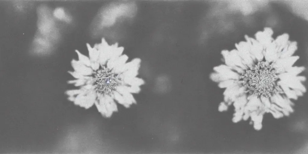 Prompt: close up photography of edelweiss flower, 1. 2 f, 3 5 mm, dark, old farmer face appearing, 1 9 2 0 s ghost photography