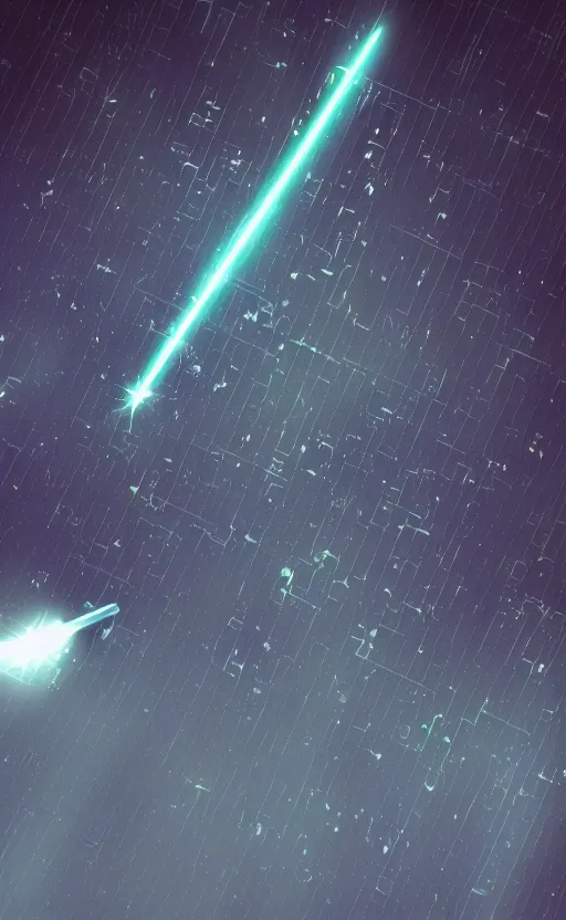 Image similar to “ geometric laser gun, floating in dark space ”