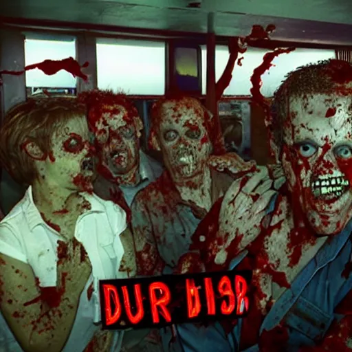 Image similar to 1990's diner full of zombies, 8k