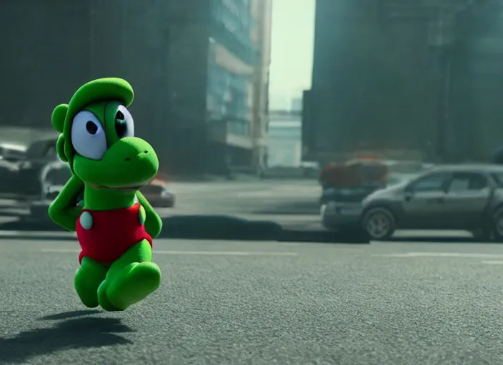 Image similar to film still of yoshi in the new sci - fi movie, 8 k