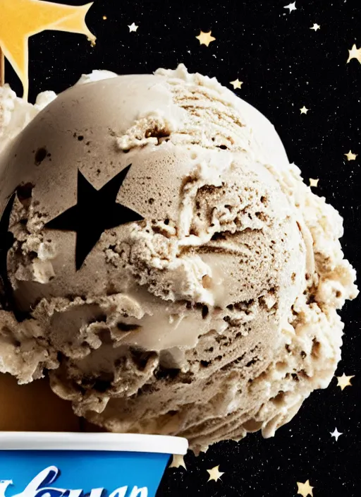 Image similar to a big star that's the opposite of the sun, ice cream