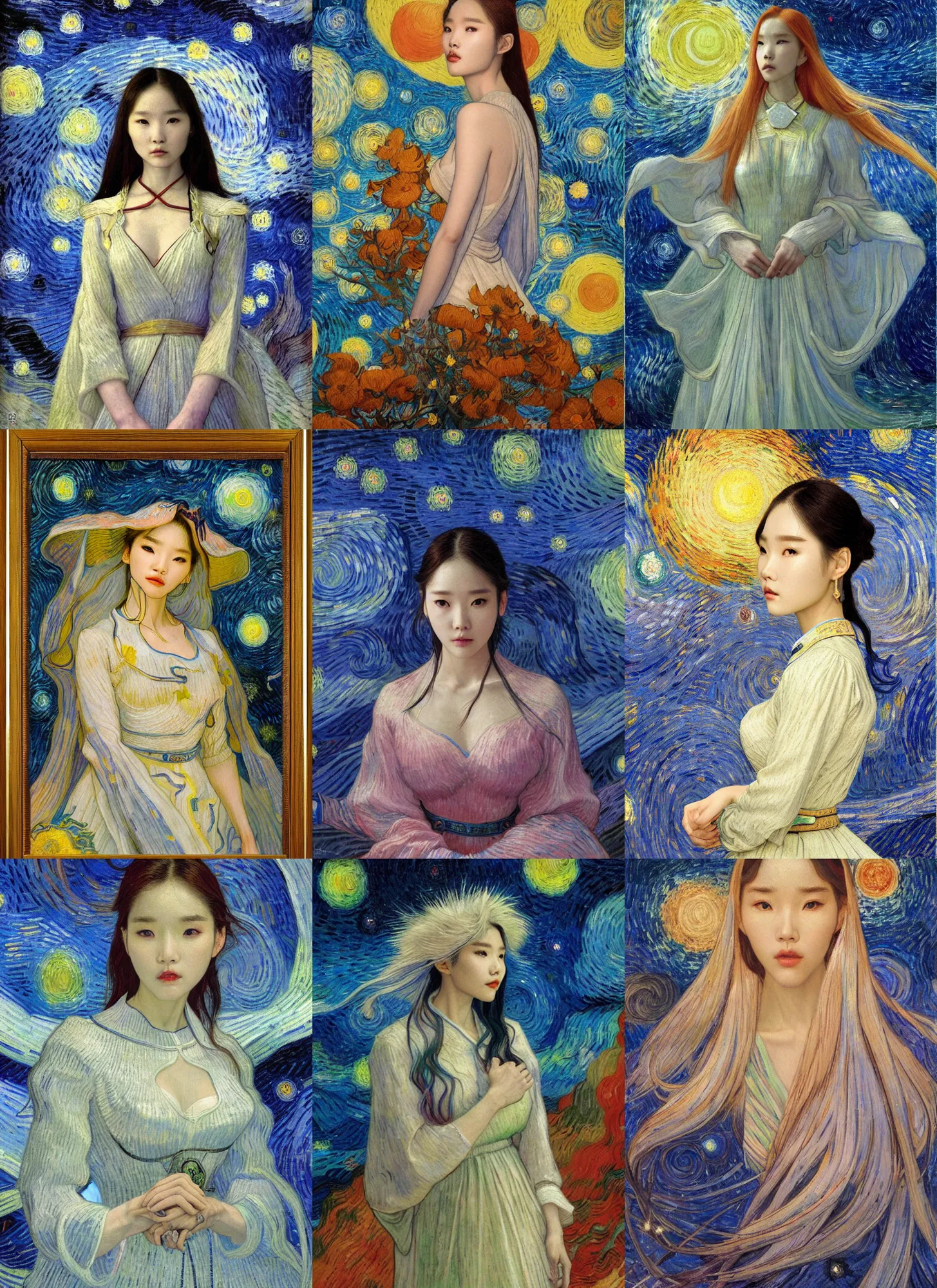 Prompt: lee ji - eun as a alluring celestial by donato giancola and andrew ferez and vincent van gogh, rule of thirds, seductive look, beautiful, refined, masterpiece