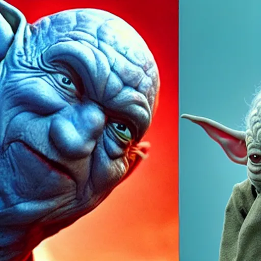 Prompt: photo of hybrid of dr manhattan and yoda