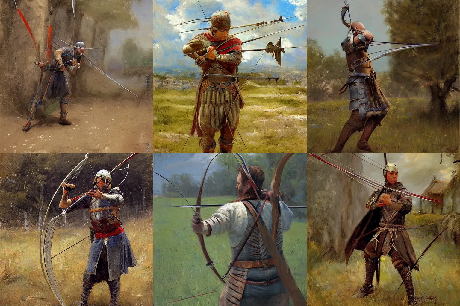 Prompt: medieval archer by richard schmid