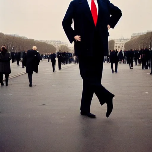 Prompt: donald trump in paris, photo by anne liebovitz