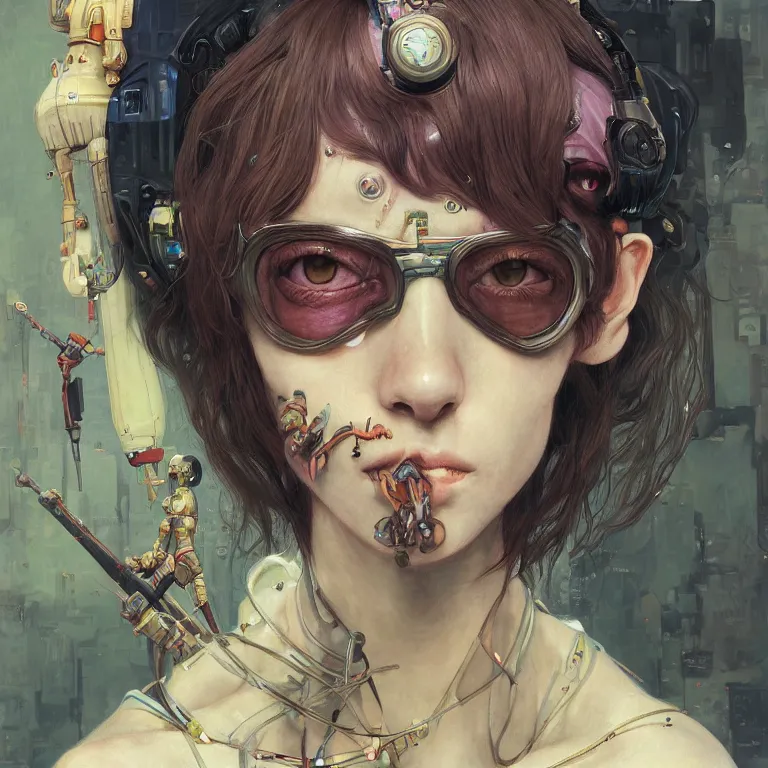 Image similar to portrait of beautiful young goblin, cyberpunk, Warhammer, highly detailed, artstation, illustration, art by Gustav Klimt and Range Murata and Ilya Kuvshinov and Sakimichan