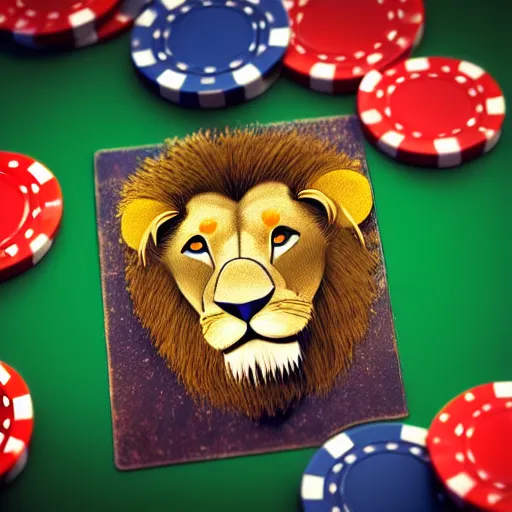 Prompt: profile picture of gambling lion in lviv, concept art, lofi