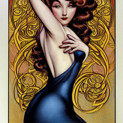 Prompt: an art nouveau streamline moderne portrait in the style of charles dulac and anna dittmann and donato giancola.