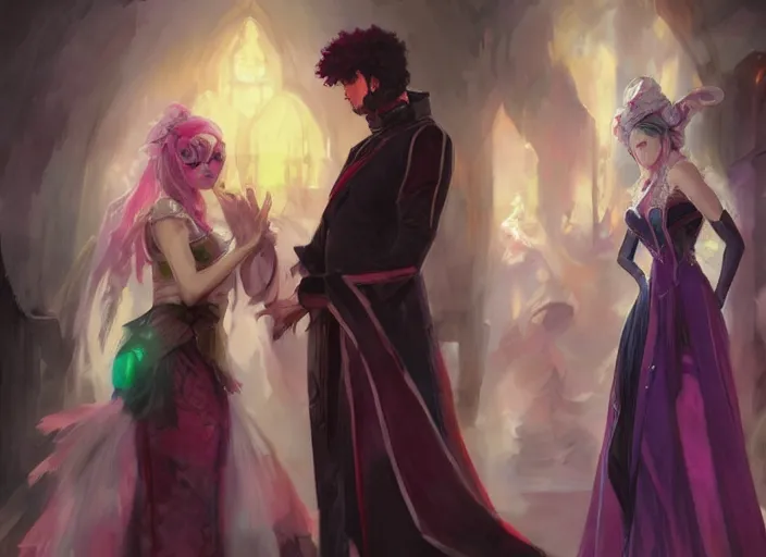 Image similar to concept art of a shalltear bloodfallen and vladimir volegov and alexander averin and delphin enjolras and daniel f. gerhartz