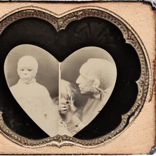 Prompt: A broken heart in several pieces, by Ansel Adams Tintype 1800s