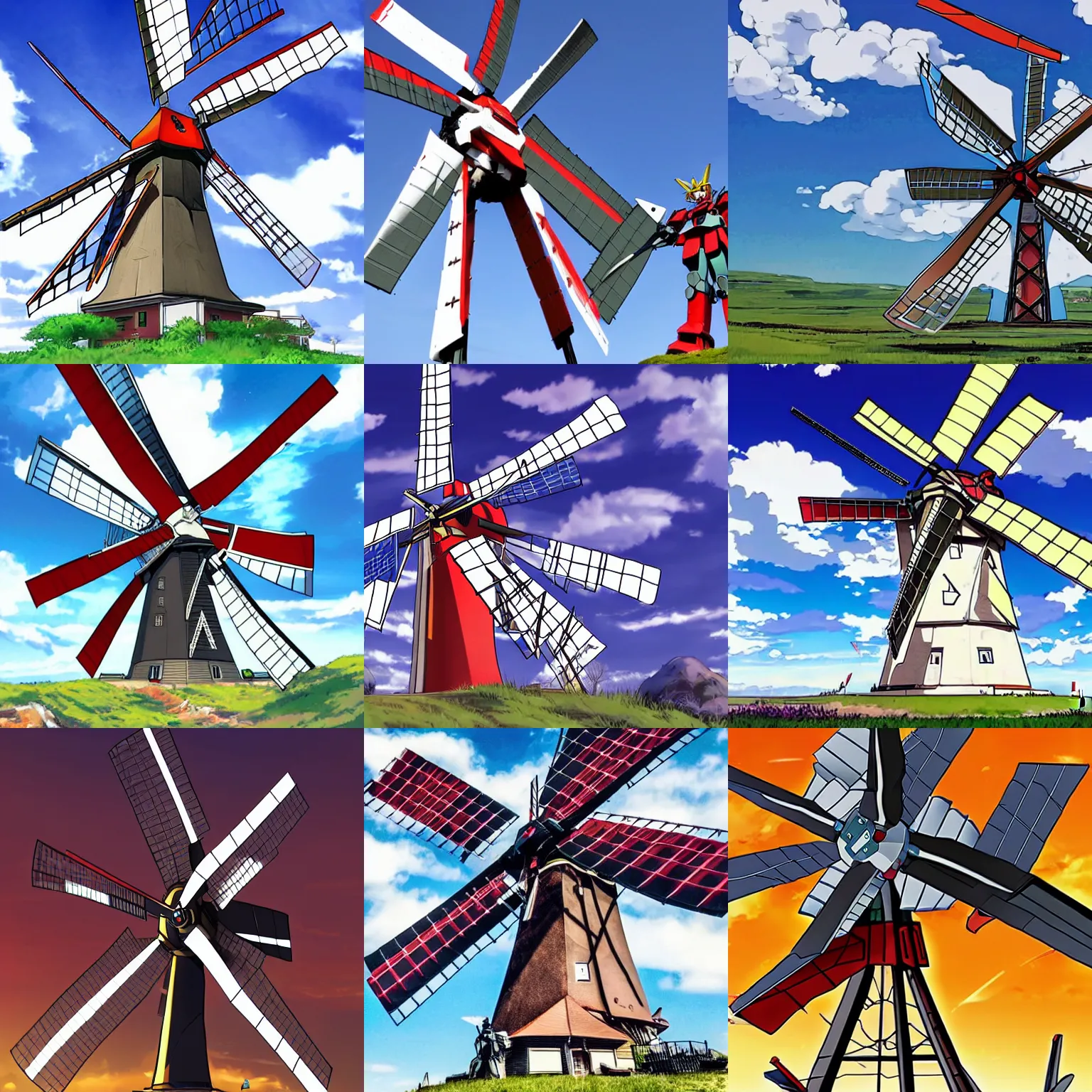 Prompt: dutch windmill gundam gundam in anime