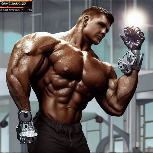 Image similar to a realistic detailed photo of a bodybuilder who is also a male android Chris Redfield, shiny skin, posing robotically, blank stare