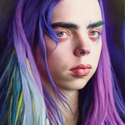 Prompt: Billie Eilish, by Mark Brooks, by Donato Giancola, by Victor Nizovtsev, by Chris Moore, by Gabriel Dawe
