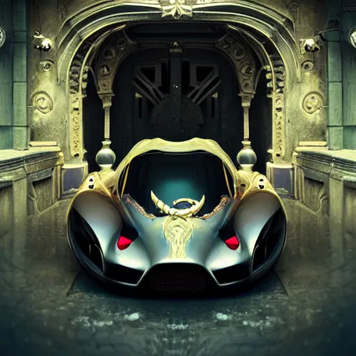 Image similar to cyber vintage supercar slick : by michal karcz, daniel merriam, victo ngai and guillermo del toro : ornate, dynamic, particulate, intricate, elegant, highly detailed, centered, artstation, smooth, sharp focus, octane render