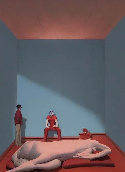 Image similar to time does not exist anymore by edward hopper and james gilleard, zdzislaw beksinski, open ceiling, highly detailed, painted by francis bacon, painted by james gilleard, surrealism, airbrush, ilya kuvshinov, wlop, stanley artgerm, very coherent, art by takato yamamoto and james jean