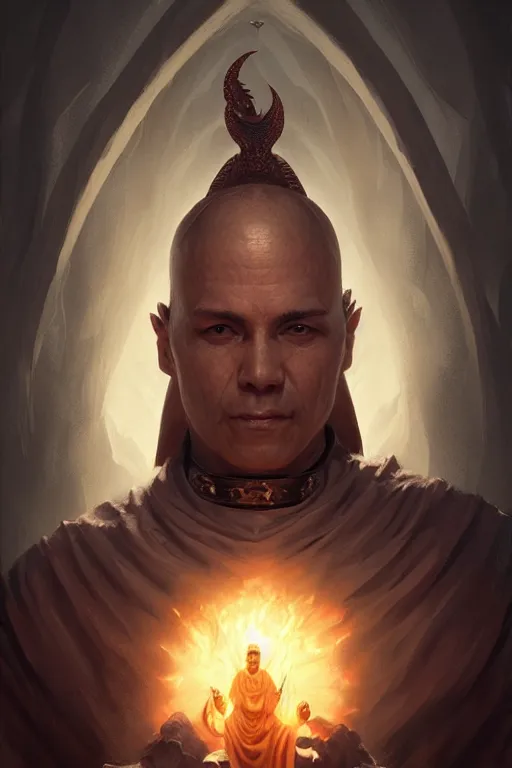 Prompt: human priest with a dragon face, highly detailed, d & d, fantasy, highly detailed, digital painting, trending on artstation, concept art, sharp focus, illustration, global illumination, shaded, art by artgerm and greg rutkowski and fuji choko and viktoria gavrilenko and hoang lap