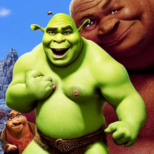 Image similar to shrek with the face as the rock ( “ shrock ” )