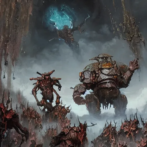 Image similar to opal by jakub rozalski, armoured chaos golem still frame from warhammer movie, legendary magical crystal construct by wayne barlowe, crystal golem fighting vast army by jakub rozalski, opal lightning elemental by malczewski