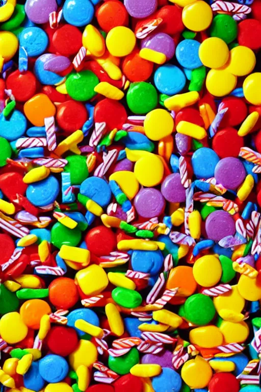 Image similar to lots of candy in the style of modern pop art