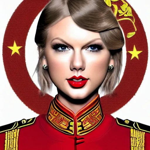 Image similar to professional portrait of Taylor Swift wearing a Chinese Red Guard uniform, highly detailed, highly intricate, 8k,