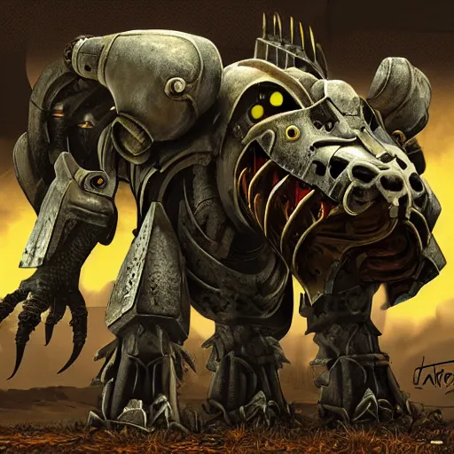 Prompt: armored deathclaw from fallout 4 by artgem