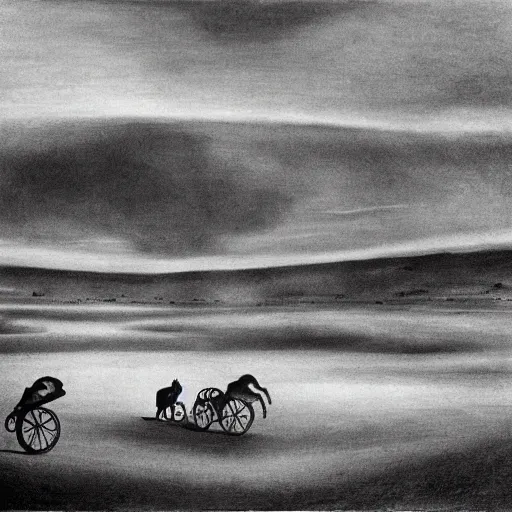 Image similar to a landscape portrait of black sunday during the dust bowl as imagined by salvador dali