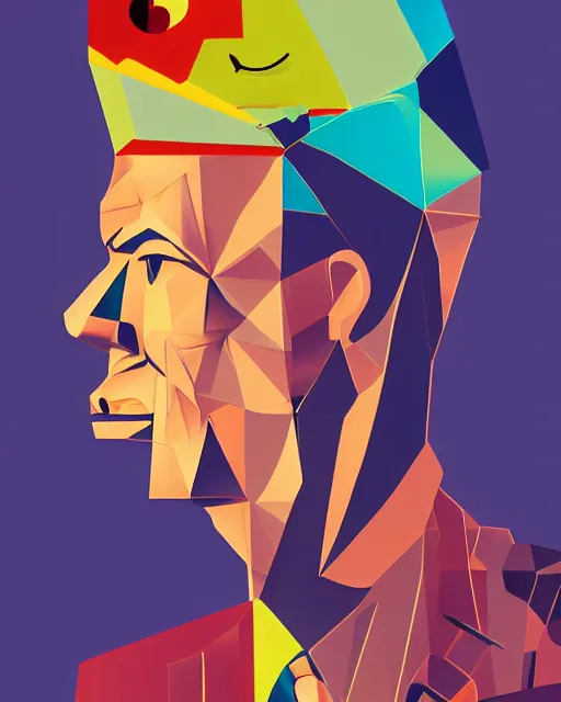 Image similar to cubist portrait of rick astley cutout digital illustration cartoon colorful beeple vector art