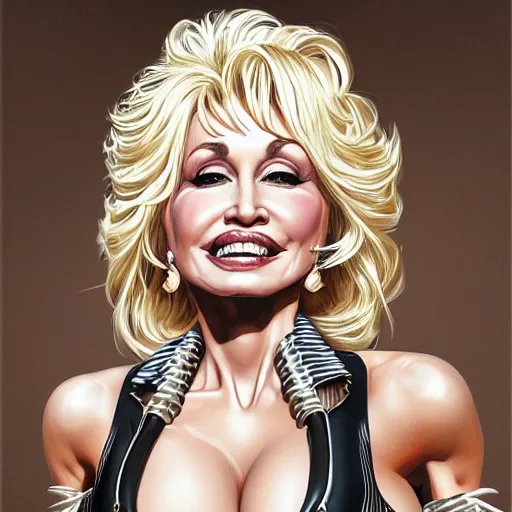 Prompt: Portrait of Dolly Parton ,intricate upper body, whole body, highly detailed, digital painting, artstation, concept art, smooth, sharp focus, illustration, art by Hajime Sorayama
