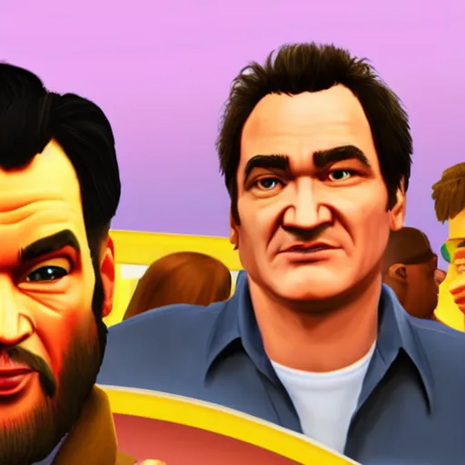 Image similar to quentin tarantino in the video game sims