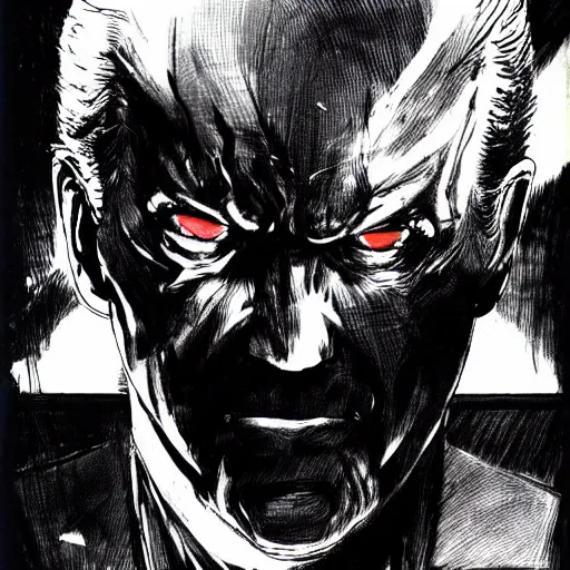 Image similar to Joe Biden looking sinister, by Tsutomu Nihei, highly detailed