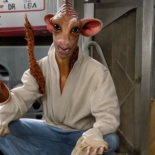 Image similar to jar jar binks working on his dairy farm