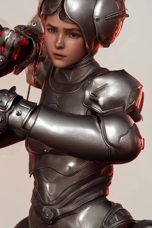 Image similar to a highly detailed sculpt of athletic girl in armor, cinematic light, featured on artstation, octane render, path tracing, sharp focus, 4 k