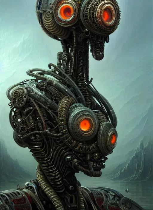 Image similar to closeup portrait shot of cthulu as a robot in a scenic dystopian environment, intricate, elegant, highly detailed, centered, digital painting, artstation, concept art, smooth, sharp focus, illustration, artgerm, tomasz alen kopera, peter mohrbacher, donato giancola, joseph christian leyendecker, wlop, boris vallejo