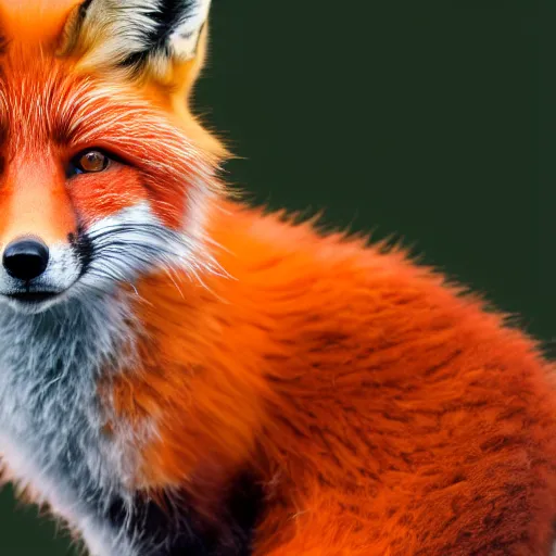 Image similar to a photograph of a red colored fox, macro lens, studio lighting, 8 k resolution