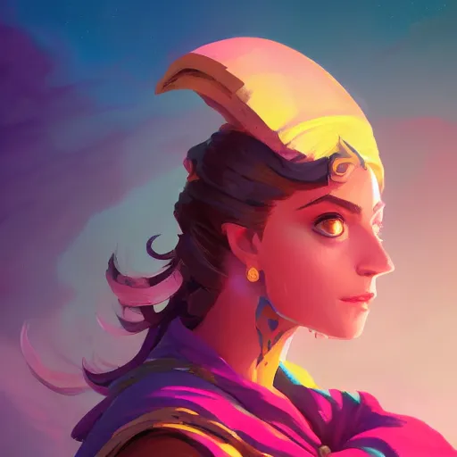 Image similar to profile portrait, maya ali mage, gloomhaven, dynamic lighting, gaudy colors, octane render aesthetic, matte painting concept art, official fanart behance hd artstation by jesper ejsing, by rhads and makoto shinkai and lois van baarle and ilya kuvshinov and rossdraws