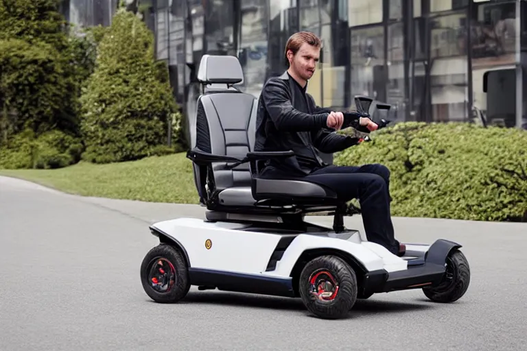 Prompt: a mobility scooter designed by lamborghini