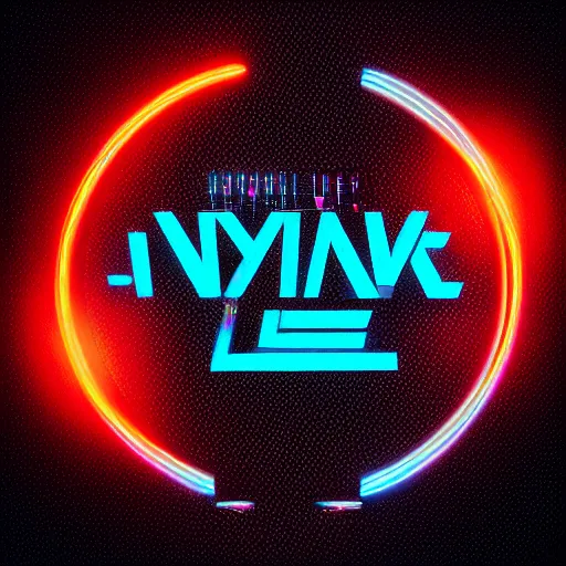 Image similar to scifi logo for a synthwave music producer, digital 3 d, black background, minimal, trending on artstation