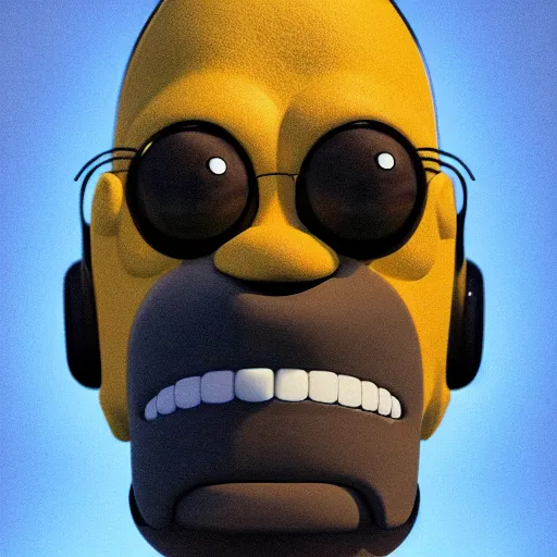 Prompt: centered portrait of a slight happy robotic 3D Homer Simpson, hyperdetailed, digital painting, trending on Artstation, cel-shading style, CG society, hyperdetailed, digital painting, hypermaximalist, golden ratio, volumetric, octane render, weta digital, micro details, 3d sculpture