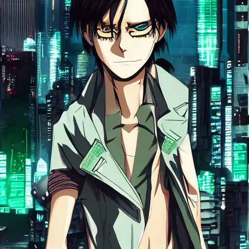 Prompt: cyberpunk eren yeager