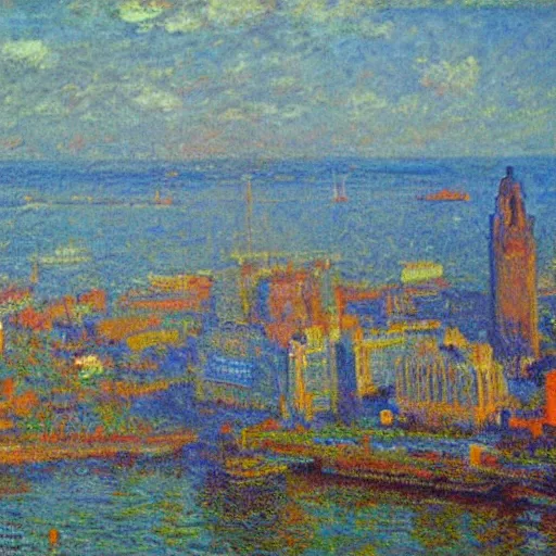 Image similar to Liverpool in the style of Monet